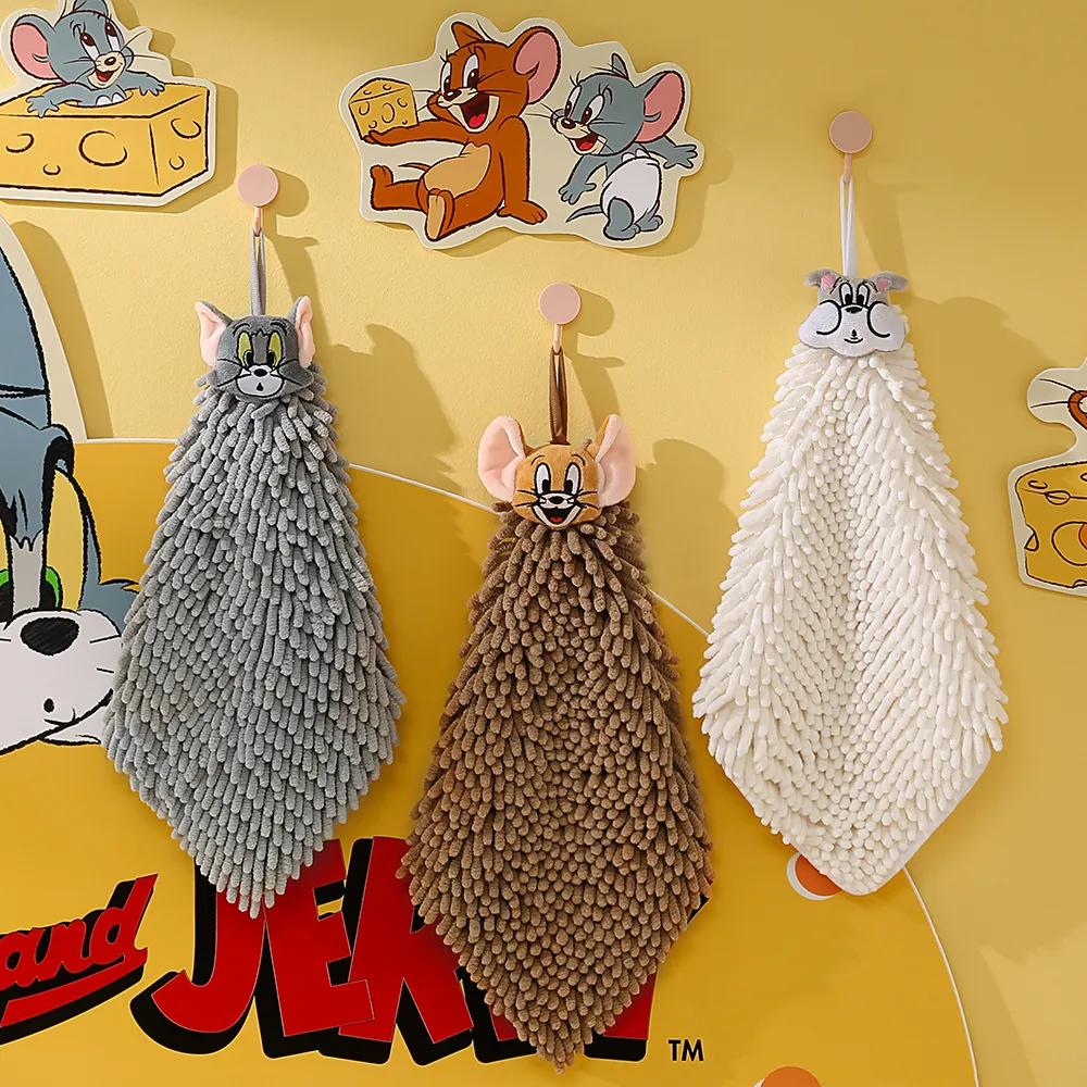 Cute Cartoon Chenille Hanging Towel Ball for Kids – Absorbent Lint-Free Small Washcloth, Soft Quick-Dry Bathroom Hand Towel, Non-Shedding Children's Drying Cloth